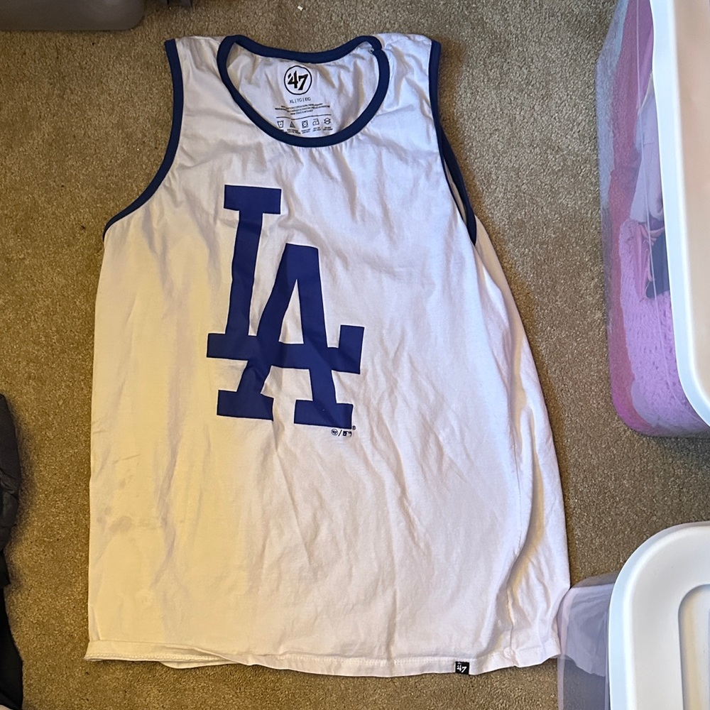 47 White and Blue Men's Tank Top
